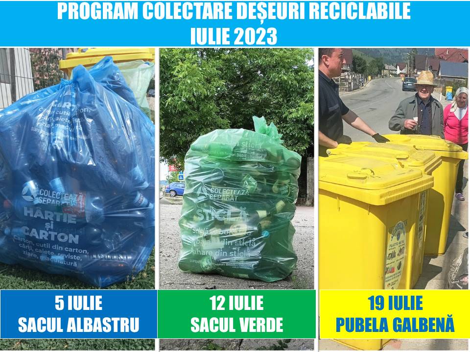 Programul de colectare a deșeurilor reciclabile în luna IULIE 2023 ...